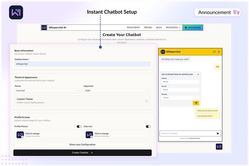 Changelog: Instant Chatbot setup